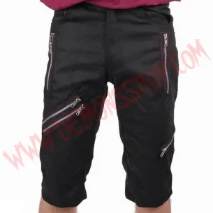 Pantalon Corto Punk Negro Cremalleras
