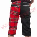 Pantalon Corto Punk Negro y Tartan Rojo Cremalleras