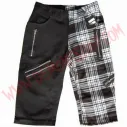 Pantalon Corto Punk Negro y Tartan Blanco Cremalleras
