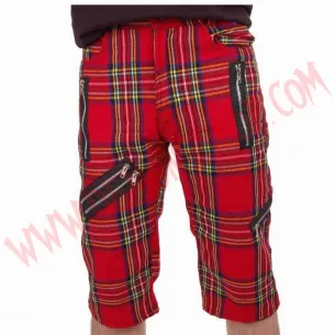 Pantalon Corto Punk Tartan Rojo Cremalleras