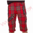 Pantalon Corto Punk Tartan Rojo Cremalleras