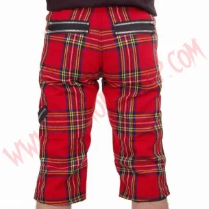 Pantalon Corto Punk Tartan Rojo Cremalleras 2
