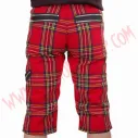 Pantalon Corto Punk Tartan Rojo Cremalleras