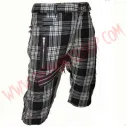 Pantalon Corto Punk Tartan Blanco Cremalleras