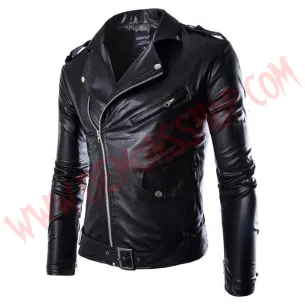Chaqueta Cruzada Biker Negra
