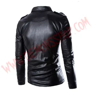 Chaqueta Cruzada Biker Negra 2