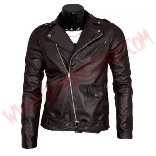 Chaqueta Cruzada Biker Marron