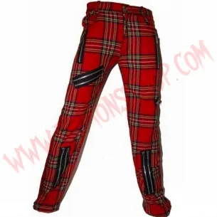 Pantalon Punk Zip Tartan Rojo