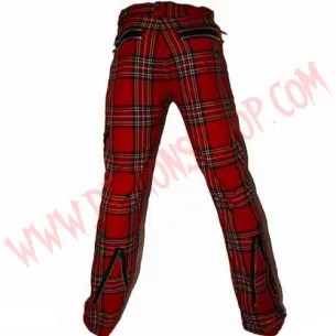 Pantalon Punk Zip Tartan Rojo 2