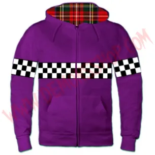 Sudadera Cremallera Ska Damero Morada