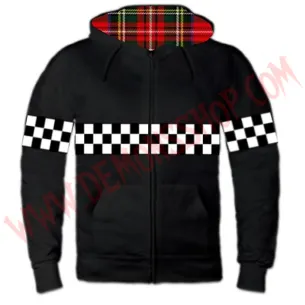 Sudadera Cremallera Ska Damero Negra