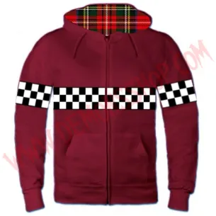 Sudadera Cremallera Ska Damero Granate