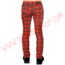 Pantalon Elastico Pitillo Tartan Rojo