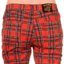 Pantalon Elastico Pitillo Tartan Rojo