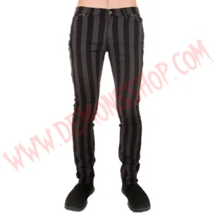 Pantalon Elastico Pitillo Raya Gruesa Gris