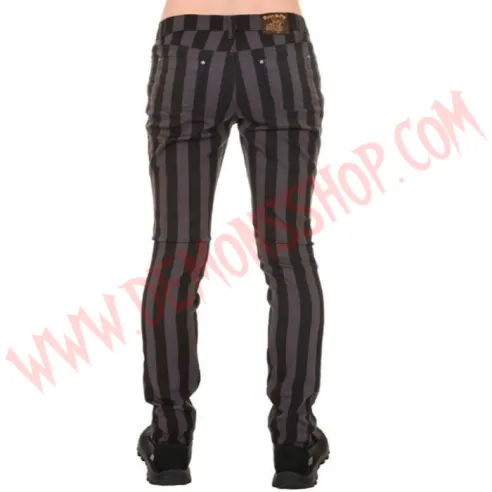 Pantalon Elastico Pitillo Raya Gruesa Gris