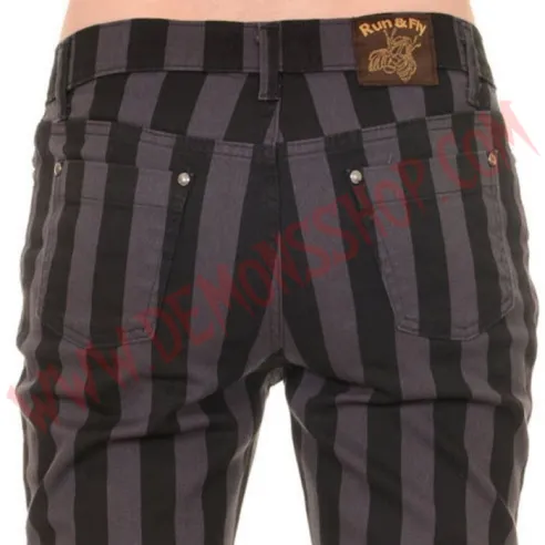 Pantalon Elastico Pitillo Raya Gruesa Gris