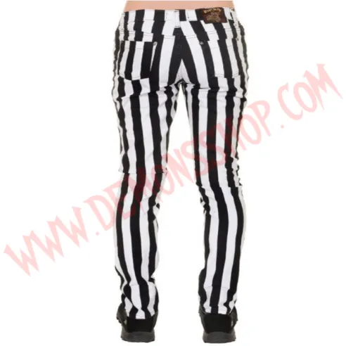 Pantalon Elastico Pitillo Raya Gruesa Blanco