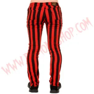 Pantalon Elastico Pitillo Raya Gruesa Rojo 2