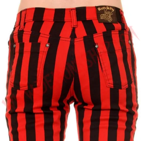 Pantalon Elastico Pitillo Raya Gruesa Rojo