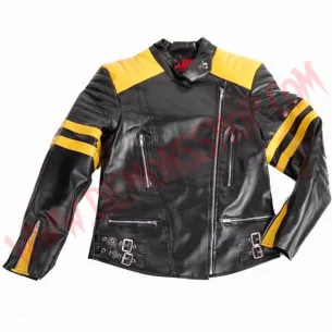 Chaqueta Mujer Vegan Old School de Cuero Amarilla