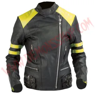 Chaqueta Mujer Old School de Cuero Amarilla