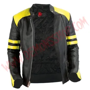 Chaqueta Mujer Old School de Cuero Amarilla 2