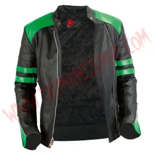 Chaqueta Mujer Old School de Cuero Verde 2