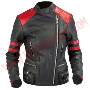 Chaqueta Mujer Old School de Cuero Roja