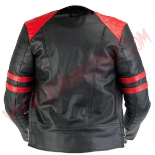 Chaqueta Mujer Old School de Cuero Roja 2