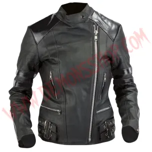 Chaqueta Mujer Old School de Cuero Negra