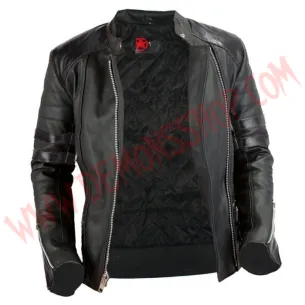 Chaqueta Mujer Old School de Cuero Negra 2