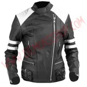 Chaqueta Mujer Old School de Cuero Blanca