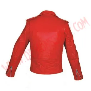 Chaqueta Mujer Clasica de Cuero Roja 2