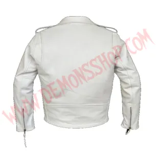 Chaqueta Mujer Clasica de Cuero Blanca 2
