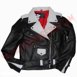 Chaqueta Mujer Clasica de Cuero Johnny Thunders Blanca