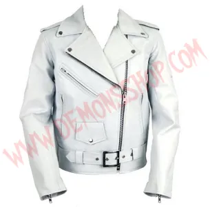 Chaqueta Mujer Clasica de Cuero Blanca