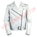 Chaqueta Mujer Clasica de Cuero Blanca