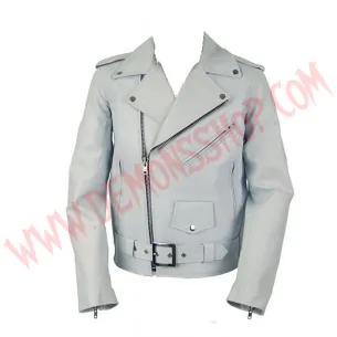 Chaqueta Clasica de Cuero Blanca