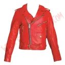 Chaqueta Clasica de Cuero Roja