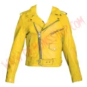 Chaqueta Clasica de Cuero Amarilla