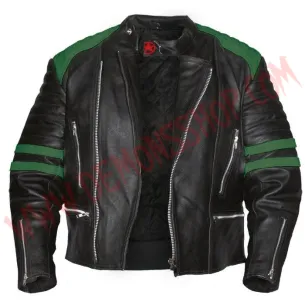 Chaqueta Old School de Cuero Verde 2