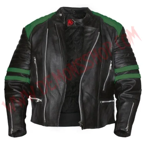 Chaqueta Old School de Cuero Verde