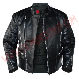 Chaqueta Old School de Cuero Negra 2