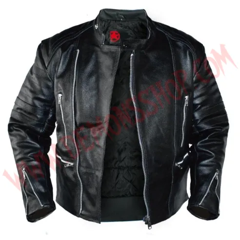 Chaqueta Old School de Cuero Negra