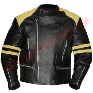 Chaqueta Old School de Cuero Amarilla