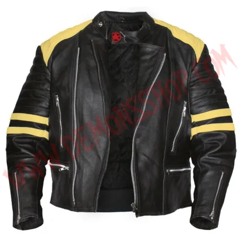 Chaqueta Old School de Cuero Amarilla