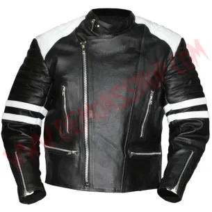 Chaqueta Old School de Cuero Blanca
