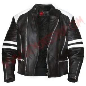 Chaqueta Old School de Cuero Blanca 2