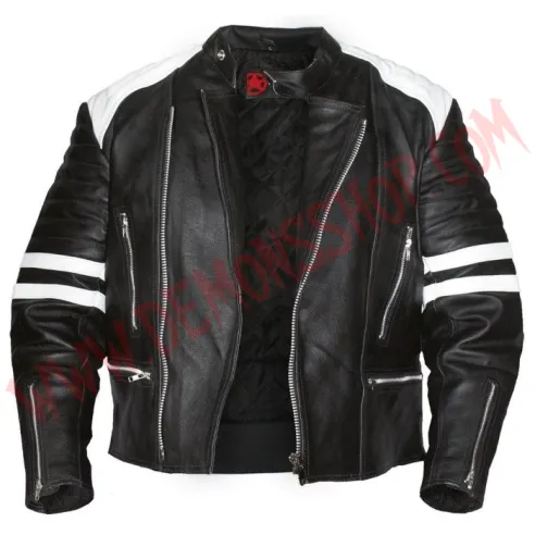 Chaqueta Old School de Cuero Blanca